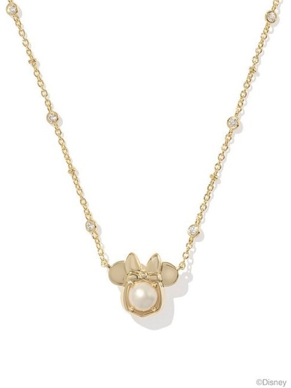 Disney / Kendra Scott gold Minnie Mouse Pearl Pendant Necklace